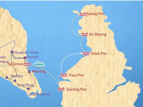 Bluewater Ferry From Mersing Jetty To Tioman Route