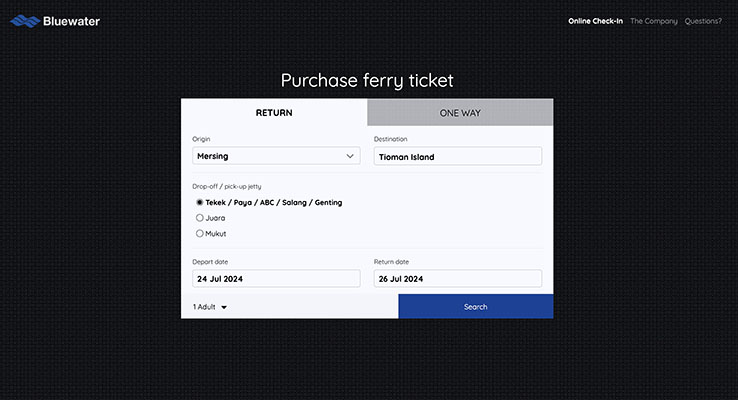 Buy Ticket Bluewater Ferry Website