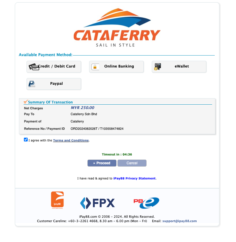 Cataferry Payment Gateway