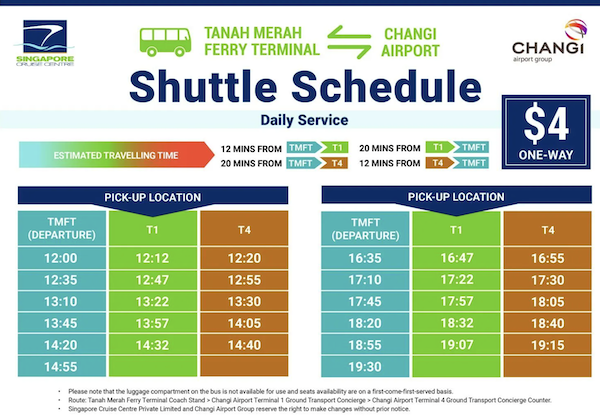 Changi Terminal to Tanah Merah Ferry Terminal Bus Schedule