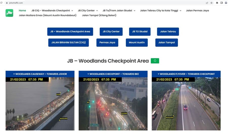 Woodlands Checkpoint Tuas Checkpoint Causeway Traffic Camera Live