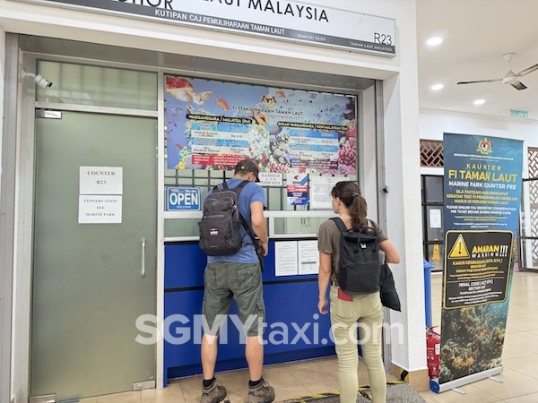 Marine Park Ticket Counter at Mersing Harbour. 