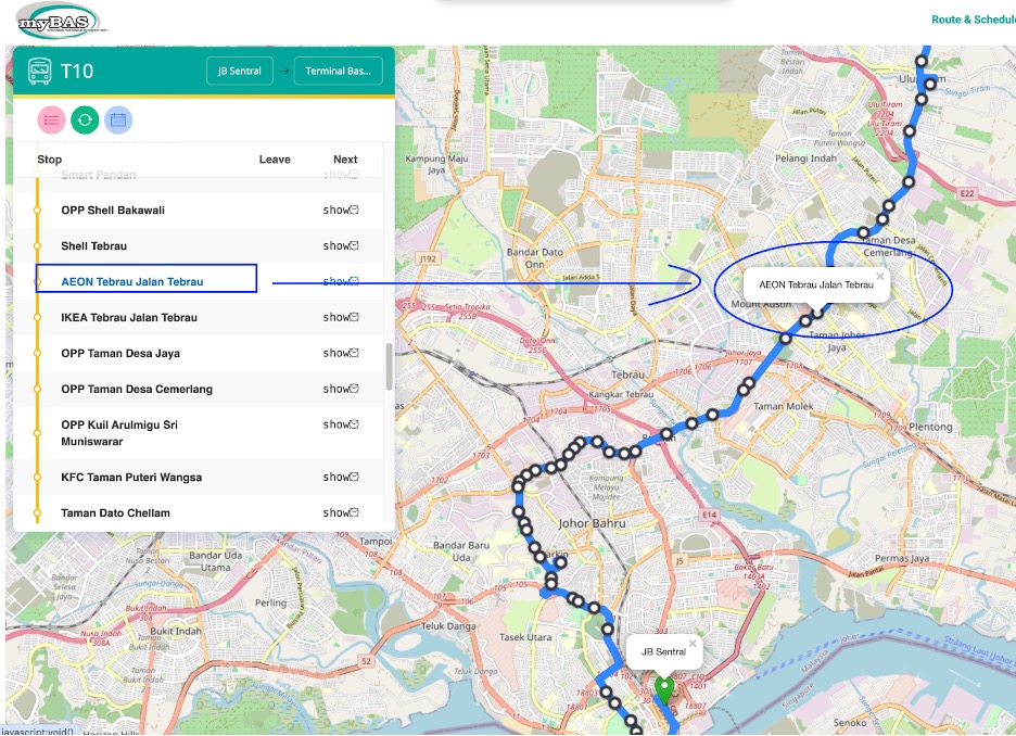 MyBas T10 Route