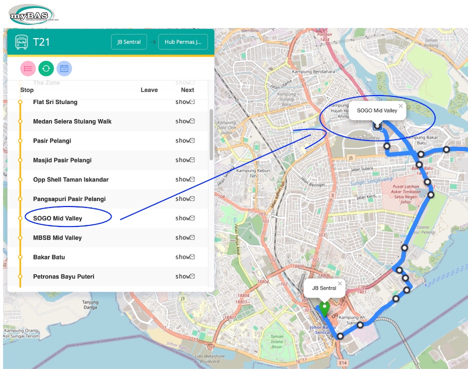 MyBas T21 Route