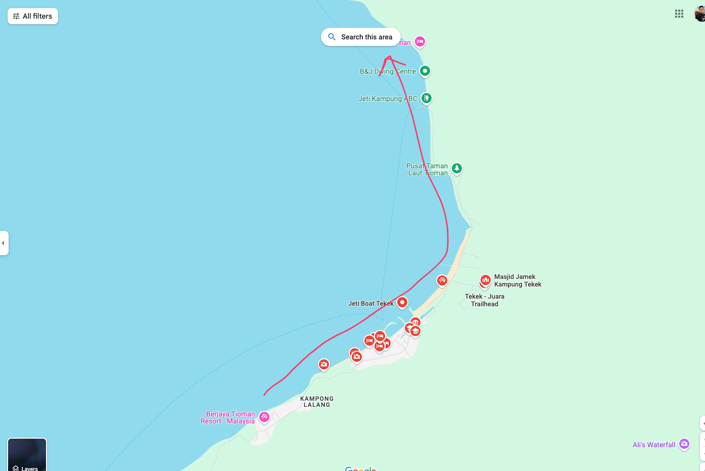 Tekek Motorbike trip Route